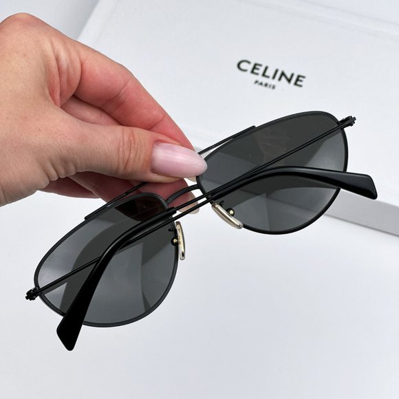 Celine CL40077U 02A Sunglasses Matte Black Smoke Pilot Unisex CL 40077U - Picture 3 of 13